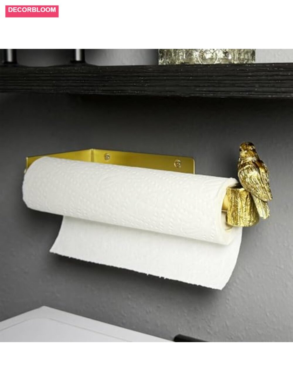 Paper Towel Holder Bird Design Finial Wall Mount Adjustable Lengths Kitchen